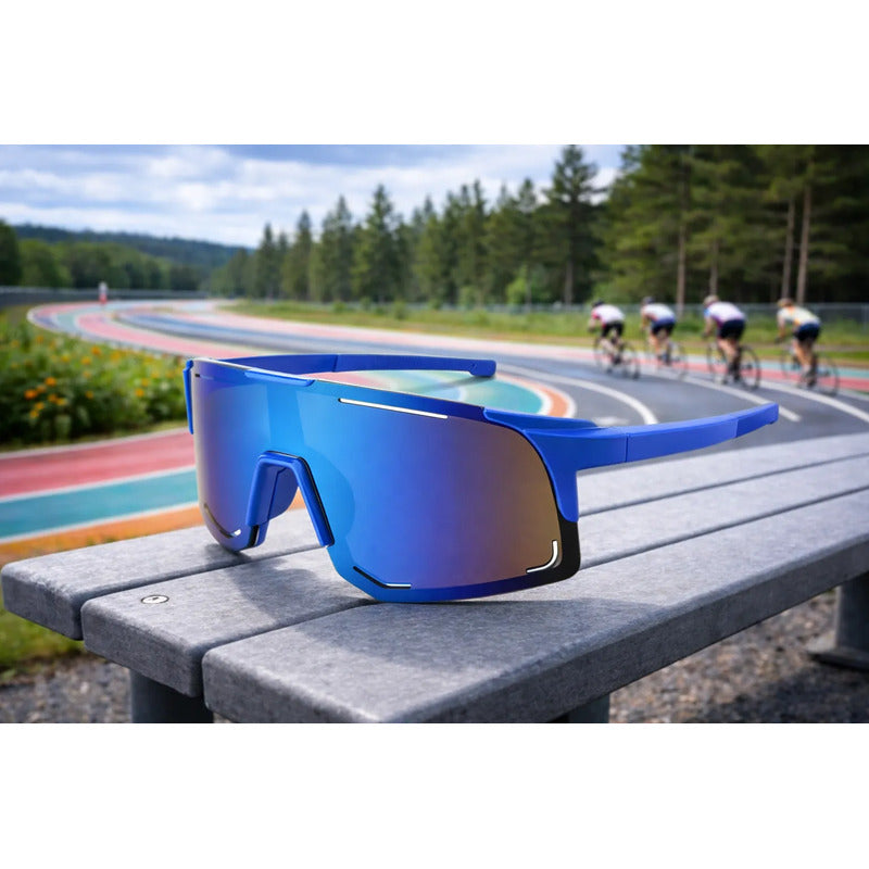Lentes De Ciclismo Deporte Polarizados Protección Uv Unisex  Tornasolado Azul