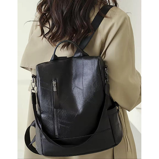 Mochila Mujer Eco Cuero Antirrobo Grande Moda Casual Urbana