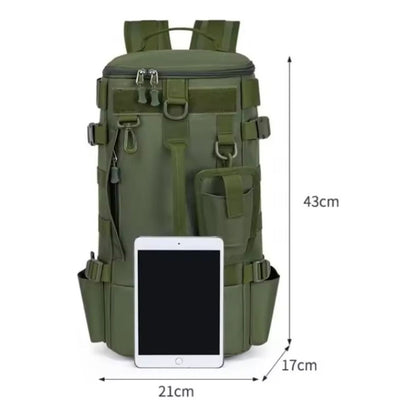Mochila Para Pesca Camping Multifunción Impermeable Grande Negro Liso