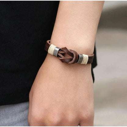 Pulsera Brazalete De Eco Cuero Vintage Con Enchapado Antiguo