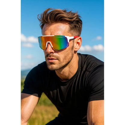 Lentes De Ciclismo Deporte Polarizados Protección Uv Unisex  Tornasolado Blanco Y Rojo