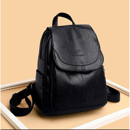 Mochila Dama Bolso Mujer Cuerina Eco Cuero Bolsillo Solapac3