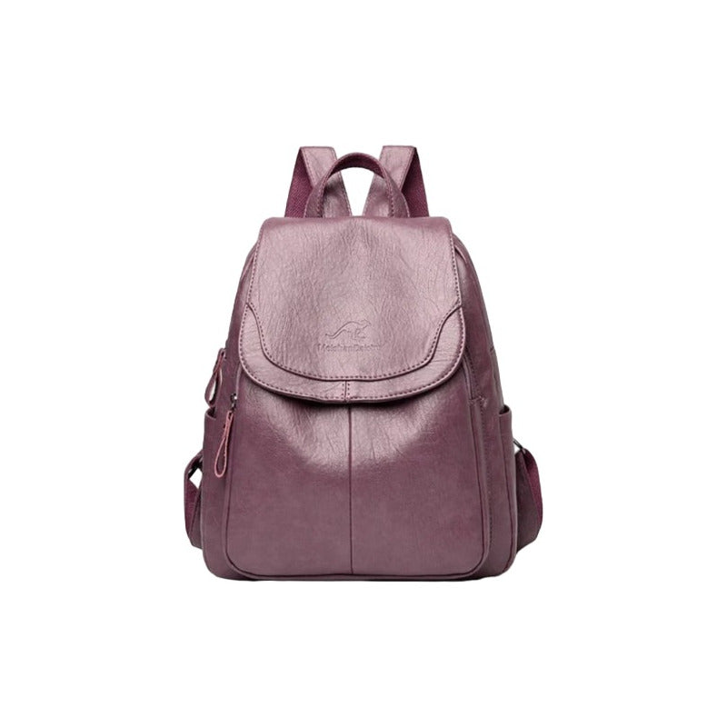 Mochila Dama Bolso Mujer Cuerina Eco Cuero Bolsillo Solapac3