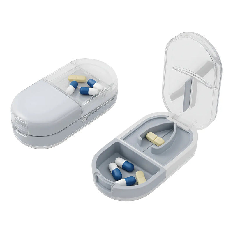 Pastillero Corta Pastilla Porta Medicamentos Uso Diario 1 Gris