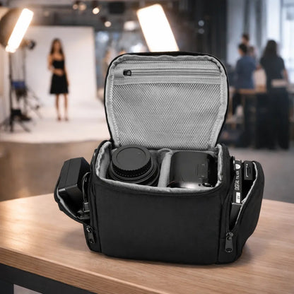 Estuche Para Cámara Bandolera Negra Con División Profesional Negro