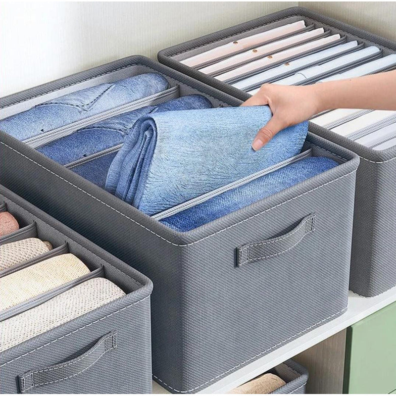Caja Organizadora Para Ropa 8 Espacios Organizador Ropero Gris