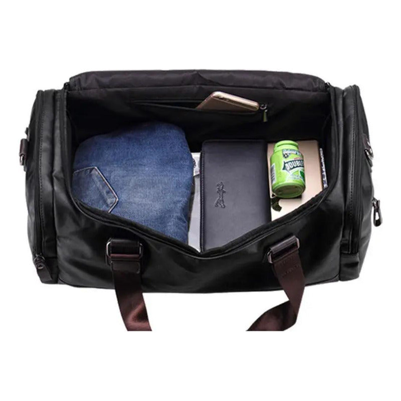 Bolso De Mano Eco Cuero Viaje Entrenamiento Hombre Moda Negro Lisa