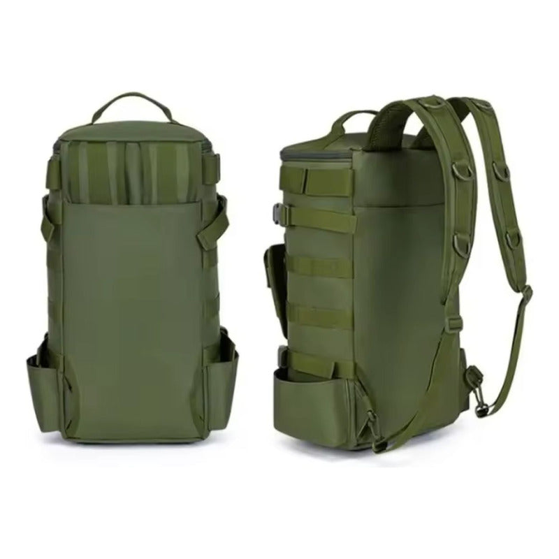Mochila Para Pesca Camping Multifunción Impermeable Grande Caqui Liso