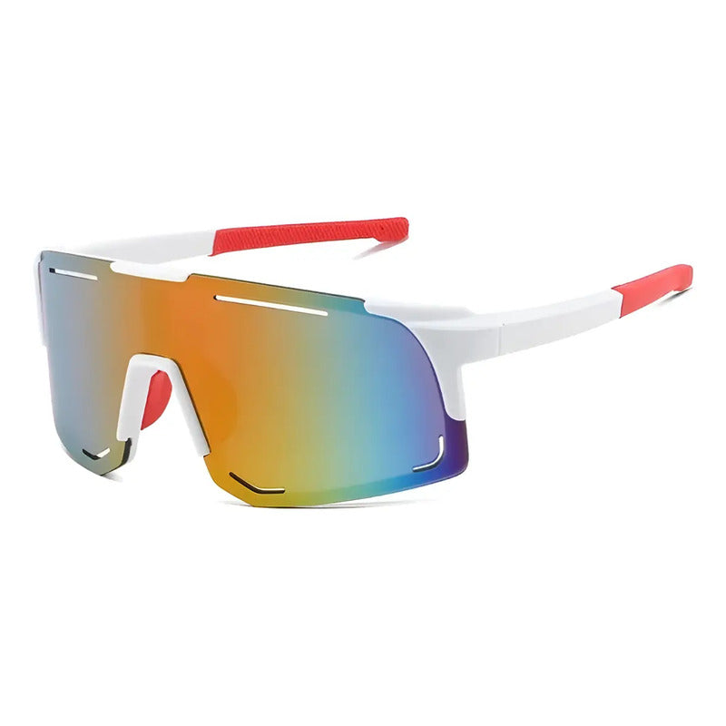 Lentes De Ciclismo Deporte Polarizados Protección Uv Unisex  Tornasolado Blanco Y Rojo
