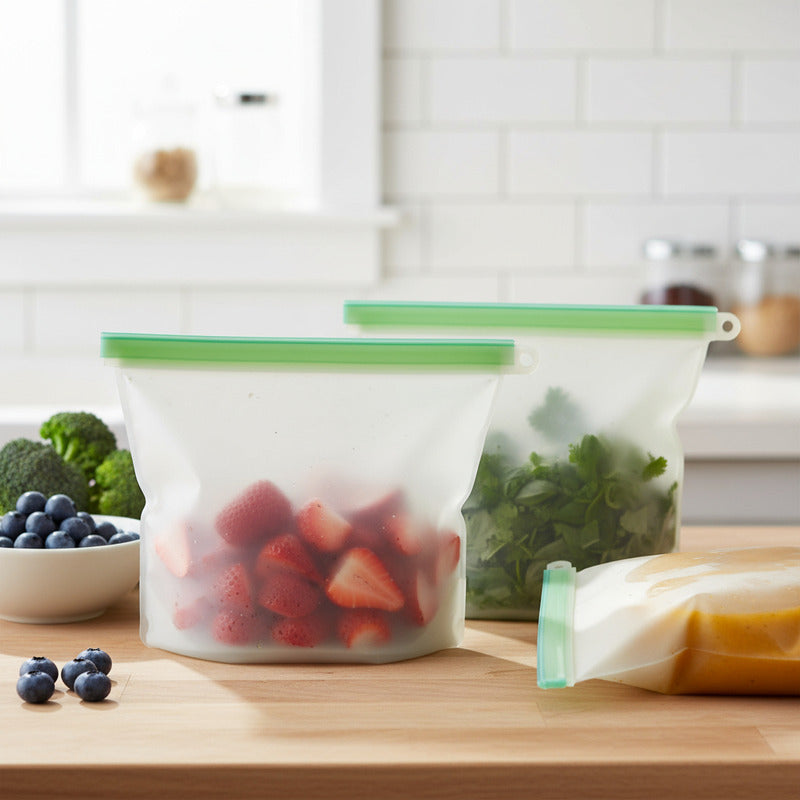 Bolsas De Silicona X2 Conserva Alimentos Reutilizable 1000ml