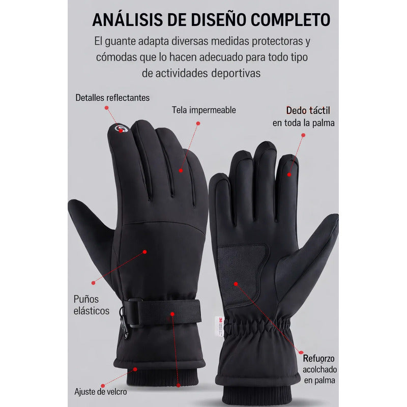 Guantes Térmicos Invierno Impermeables Para Moto Bici Nieve Negro Xl