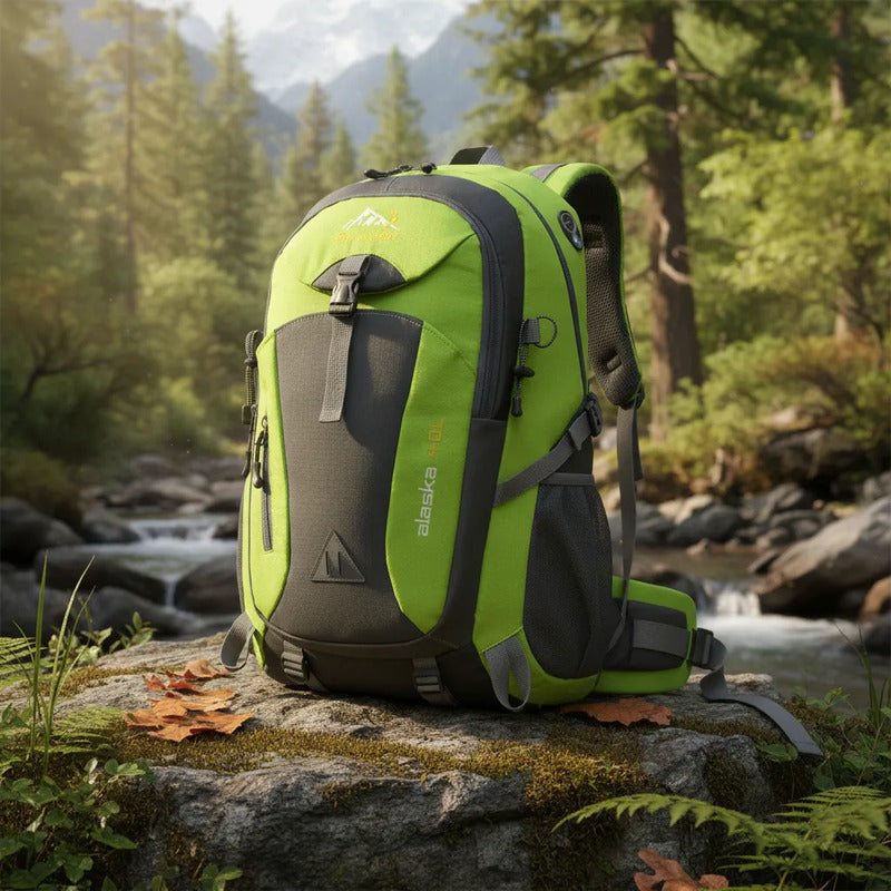 Mochila Deportiva Impermeable Reforzada Camping Trekking 40l Verde Liso