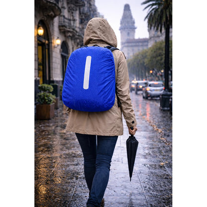 Funda Protectora Impermeable Para Mochila 55lts Reflectante Azul Liso