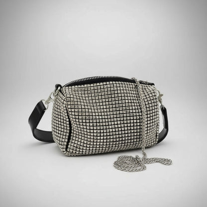 Cartera De Mano Brillos Negra Elegante Fiesta Mujer Noche Dorado