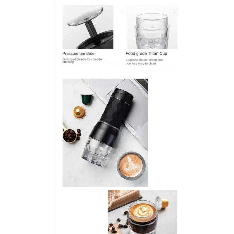 Cafetera Manual Portátil Para Cápsula Molido Y Expreso 80ml