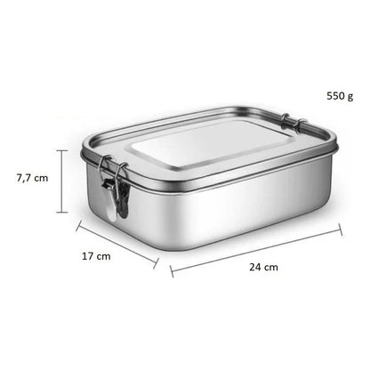 Recipiente Vianda Acero Inoxidable Contenedor Hermético Gran Plateado