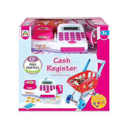 Juguete Carrito De Compras Caja Registradora Infantil Juego Blanco Y Rosa