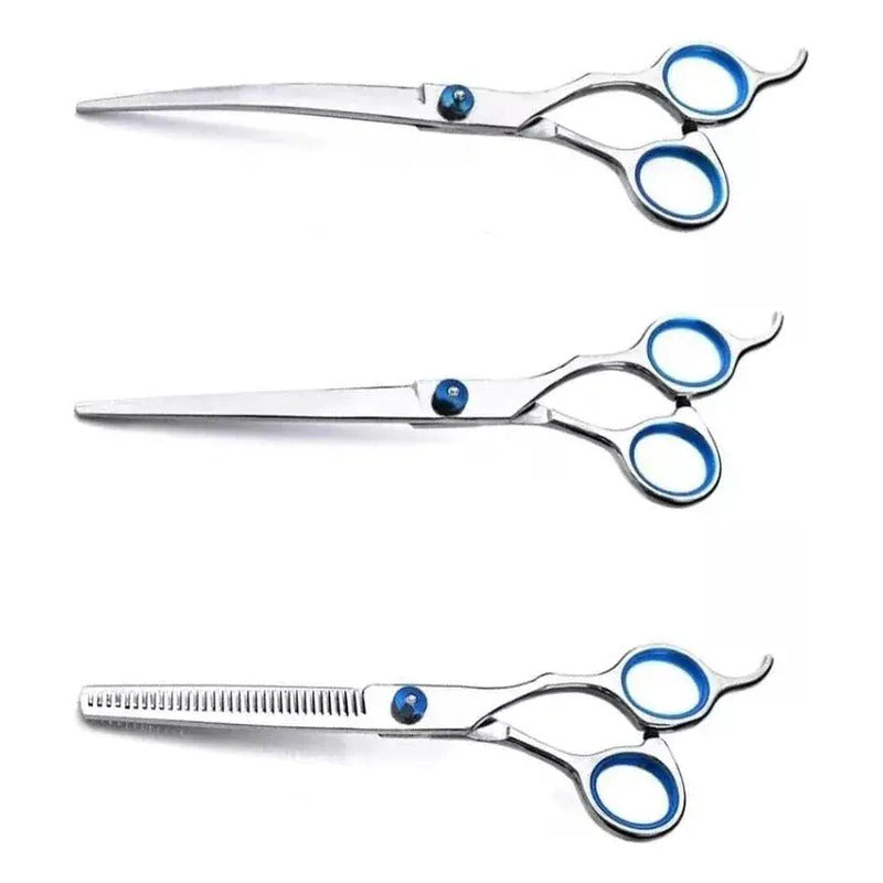 Tijeras De Peluqueria Profesional Set X3 Con Estuche  Negro