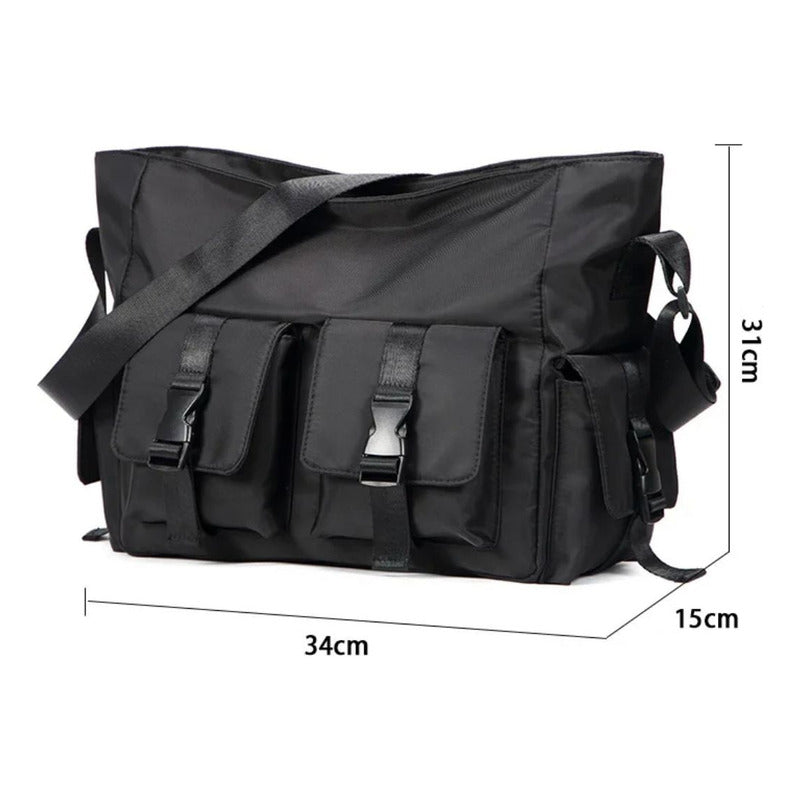 Bolso Bandolera Cruzada Impermeable Urbana Morral Unisex Negro Liso