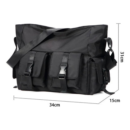 Bolso Bandolera Cruzada Impermeable Urbana Morral Unisex Negro Liso