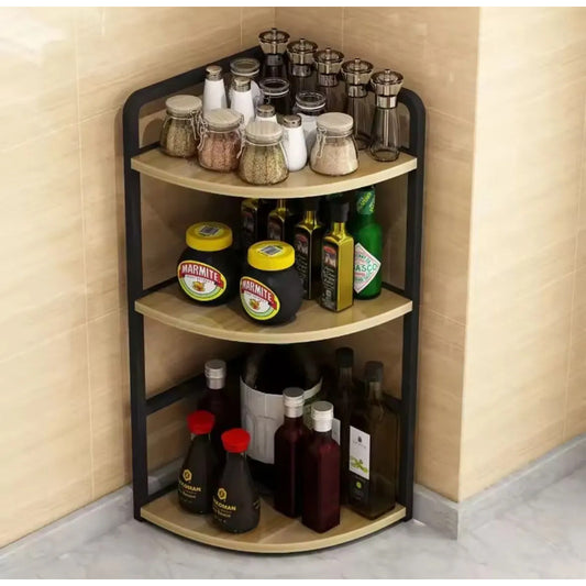 Estante Esquinero Organizador De Cocina 3 Niveles Multiuso Marrón