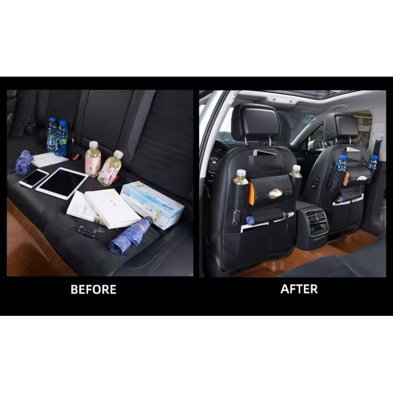 Organizador Para Auto De Cuero Sintético Con Bolsillos