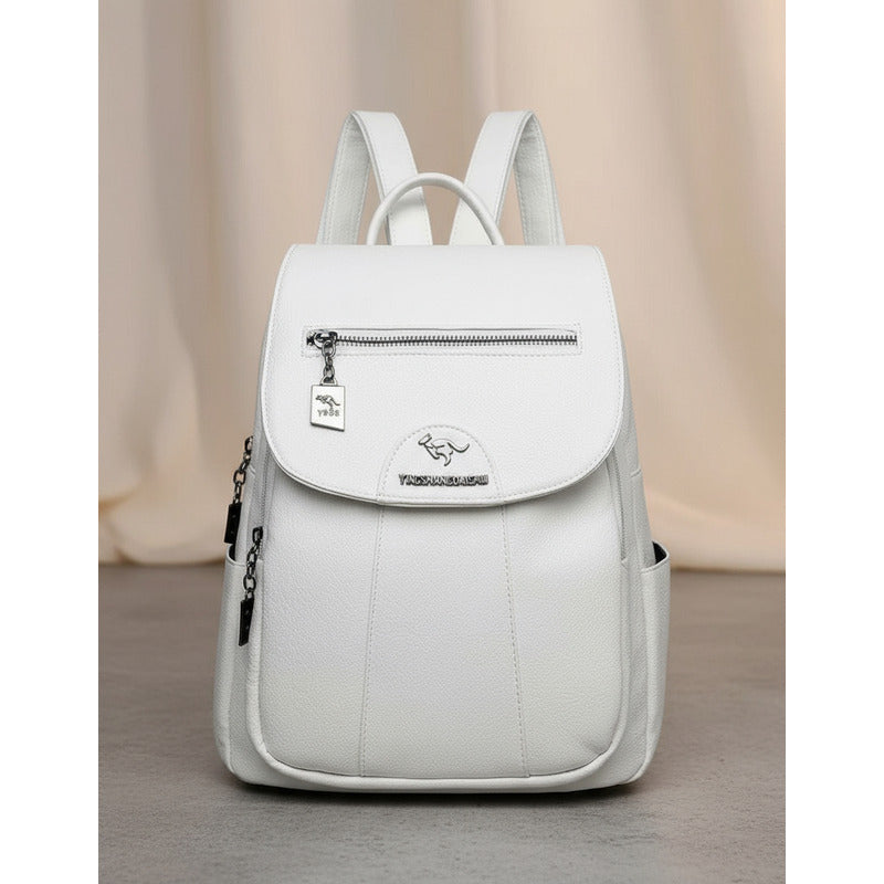 Mochila Eco Cuero Dama Mujer Bolso Impermeable Solapa 2