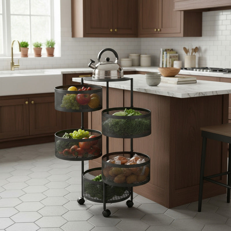 Carro Organizador 5 Estantes Con Ruedas Canastos Cocina Baño
