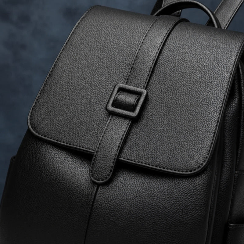 Mochila Para Mujer De Eco Cuero Grande Casual Urbana Dama Negro Liso