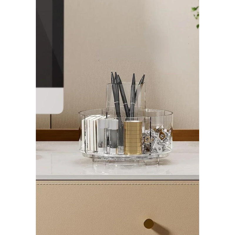 Organizador De Maquillaje Y Cosméticos Giratorio Elegante 1 Transparente