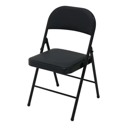 Silla Plegable De Acero Acolchonada Eco Cuero Resistente X2 Negro Eco Cuero