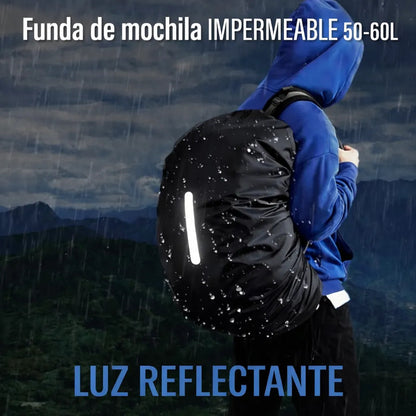 Funda Protectora Impermeable Para Mochila 55lts Reflectante Naranja Liso