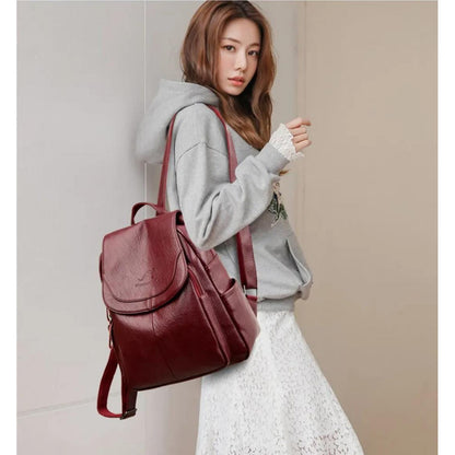 Mochila Dama Bolso Mujer Cuerina Eco Cuero Bolsillo Solapac3