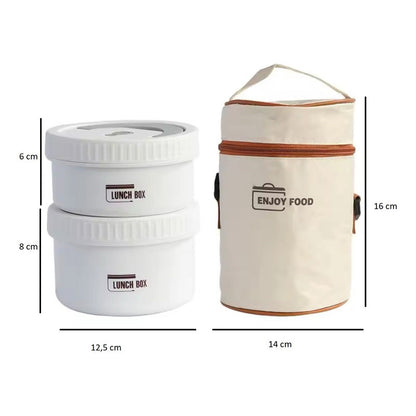 Lonchera Térmica Impermeable Y 2 Viandas De Acero Inoxidable