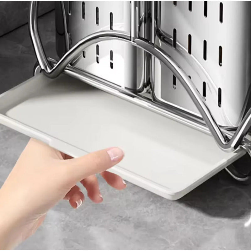 Escurridor De Cubiertos Acero Inoxidable Resistente Moderno Plateado