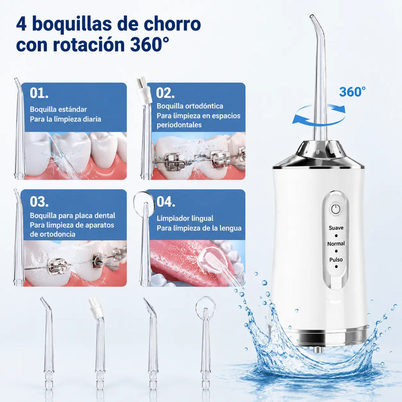 Irrigador Bucal Portátil Limpieza Dental Recargable 4 En 1 Blanco
