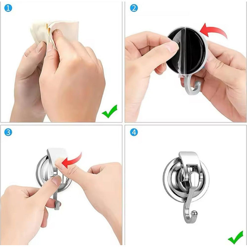 Ganchos Para Toalla X2 Unid Con Ventosa Toallero Baño Cocina