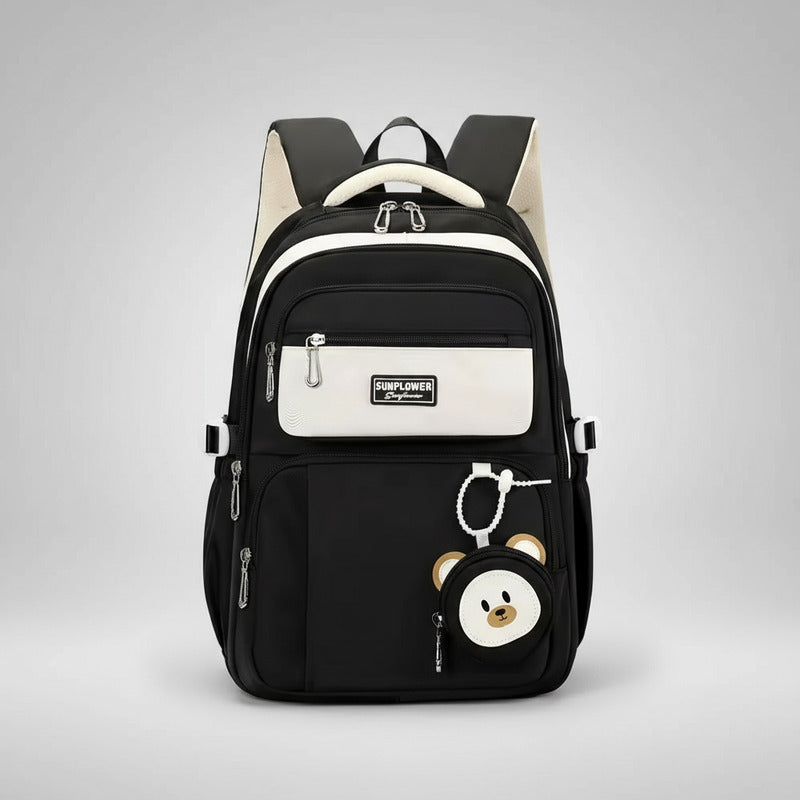 Mochila Escolar Liceal Unisex Grande Impermeable Para Viaje Negro Liso
