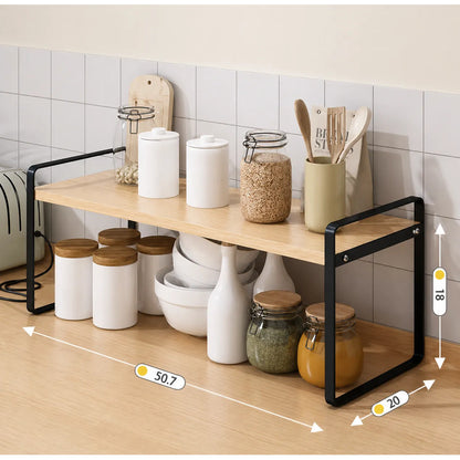 Estante Organizador De Cocina Resistente Para El Hogar Negro Y Madera