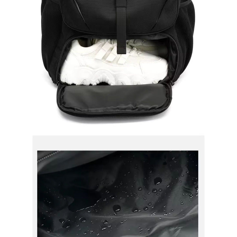 Mochila De Viaje Y Trabajo Impermeable Expandible 45l Negra Negro Liso
