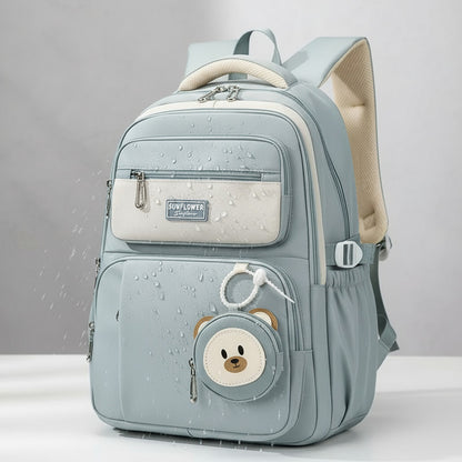 Mochila Escolar Liceal Unisex Grande Impermeable Para Viaje Celeste Liso