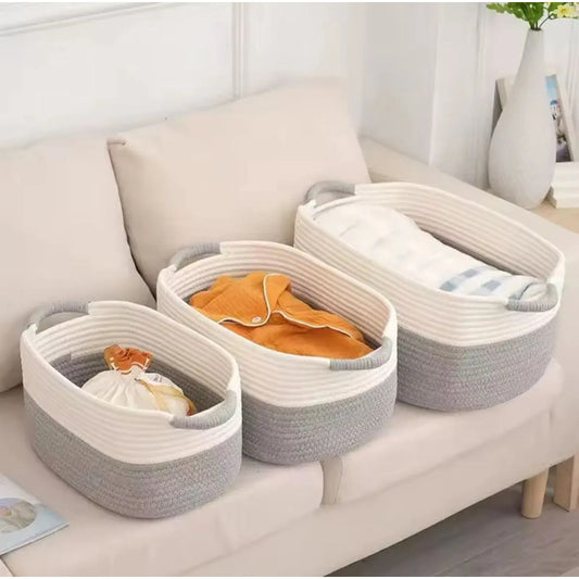 Canasto Organizador X3 Unidades Cesto Para Hogar Decoración Gris