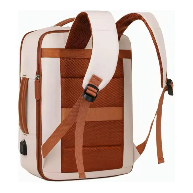 Mochila Antirrobo Usb Expansible Impermeable Trabajo Escolar Celeste