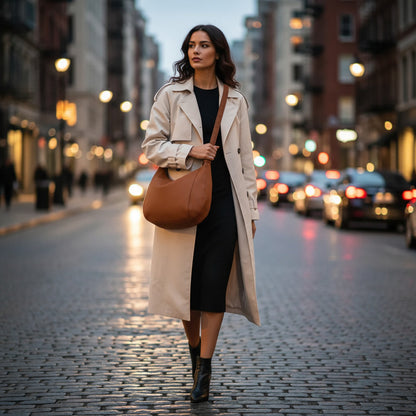 Bolso Dama Cartera Mujer Cruzada Grande Casual Urbana Moda Marrón Lisa