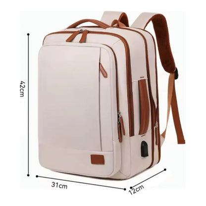 Mochila Antirrobo Usb Expansible Impermeable Trabajo Escolar Celeste