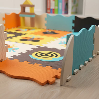 Alfombra Para Bebes Piso De Goma Eva Infantil Niño 114x114cm Animales