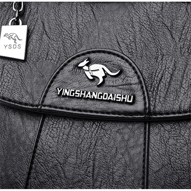 Mochila Eco Cuero Dama Mujer Bolso Impermeable Solapa 2