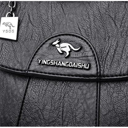 Mochila Eco Cuero Dama Mujer Bolso Impermeable Solapa 2