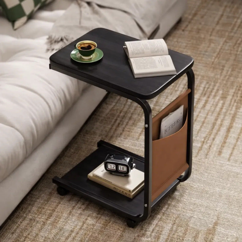 Mesa Auxiliar De Arrime Con Ruedas Para Sofá Cama Madera