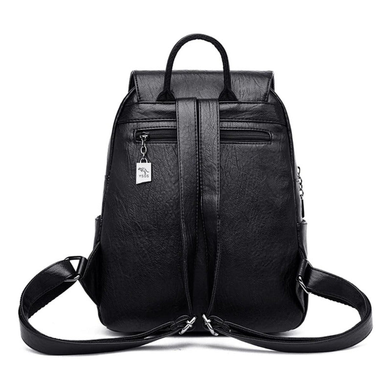 Mochila Eco Cuero Dama Mujer Bolso Impermeable Solapa 2